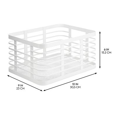 Metal Pantry Basket with Handles - Set of 4 - Matte White