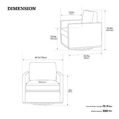 GOODSILO Square Swivel Accent Chair with Upholstered Design for Living Spaces