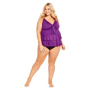 Avenue Women's Plus Size Ruffled Tankini Top