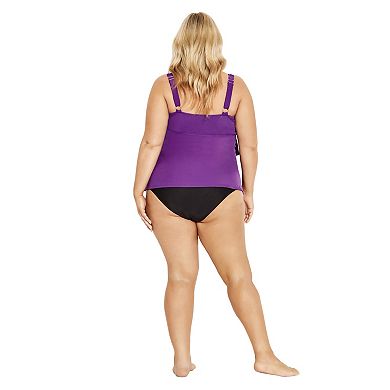 Avenue Women's Plus Size Ruffled Tankini Top
