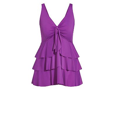 Avenue Women's Plus Size Ruffled Tankini Top