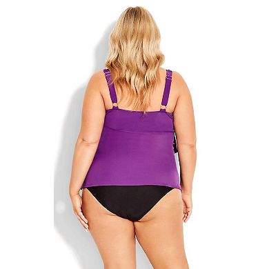 Avenue Women's Plus Size Ruffled Tankini Top