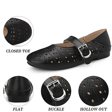 Women's Buckle Round Toe Slip on Flats Pumps