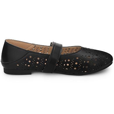 Women's Buckle Round Toe Slip on Flats Pumps