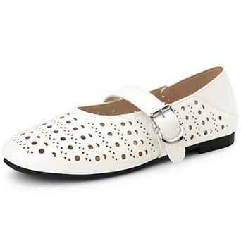 Women's Buckle Round Toe Slip on Flats Pumps