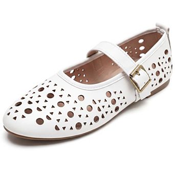 Women's Buckle Round Toe Slip on Flats Pumps