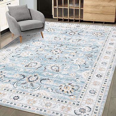Vintage Area Rug Machine Washable Non Slip Non Shedding Stain Resistant Carpet for Bedroom Kitchen