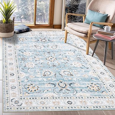 Vintage Area Rug Machine Washable Non Slip Non Shedding Stain Resistant Carpet for Bedroom Kitchen