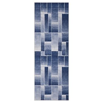 Stain Resistant & Easy Clean Modern Area Rug Block Pattern Indoor Carpet for Entryway Kitchen Hall