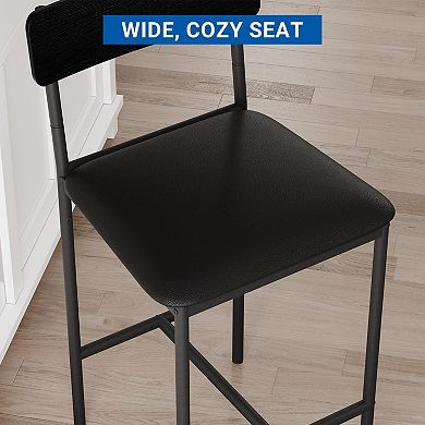 4 Piece Counter Height Bar Stools with Backrest and Footrest, Easy Assembly