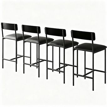 4 pc Counter Height Bar Stools with Backrest and Footrest, Easy Assembly