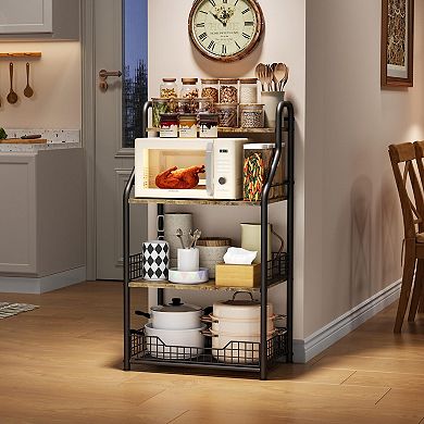 4-Tier Kitchen Storage Rack with Microwave Safe Shelf