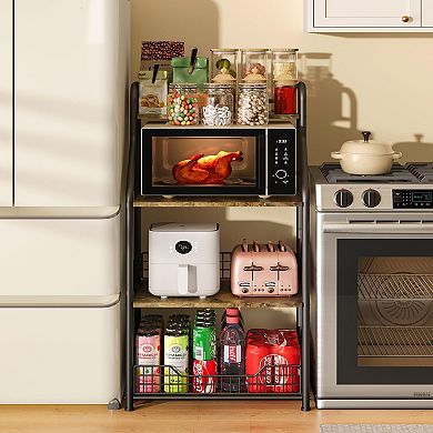 4-Tier Kitchen Storage Rack with Microwave Safe Shelf