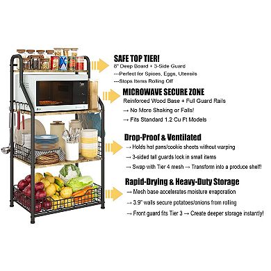4-Tier Kitchen Storage Rack with Microwave Safe Shelf