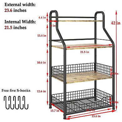 4-Tier Kitchen Storage Rack with Microwave Safe Shelf