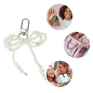 Faux Pearl Bow Handbag Charms Keychains 1 Pc