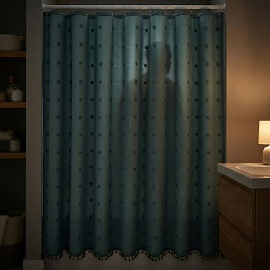 3D Geometric Texture Shower Curtain Sets with Tassels Waterproof Curtain with 12 Hooks for Bathroom