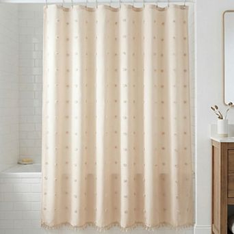 3D Geometric Texture Shower Curtain Sets with Tassels Waterproof Curtain with 12 Hooks for Bathroom