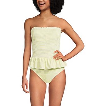 Women's Lands' End Smocked Bandeau Peplum One-Piece Swimsuit