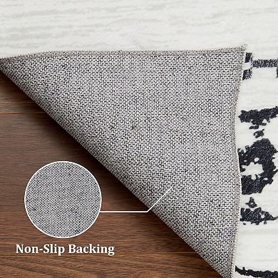 Boho Area Rug Machine Washable Non Slip Non Shedding Stain Resistant Floor Cover for Living Room