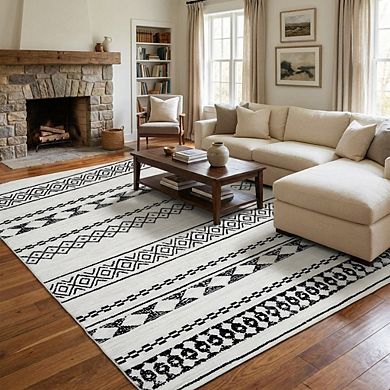 Boho Area Rug Machine Washable Non Slip Non Shedding Stain Resistant Floor Cover for Living Room