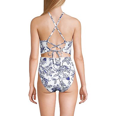 Women's Lands' End High Neck Monokini High Leg One-Piece Swimsuit