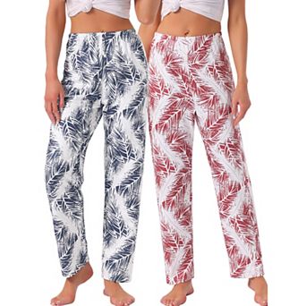 Women's High Waisted Pajama Pants 2 pc Comfy Soft Printed Lounge Long Pants Set with Pockets