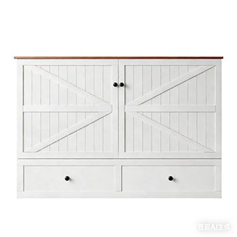 Murphy Storage Cabinet Bed with Foldable Panel, Mattress Included for Small Spaces Home Office Guest