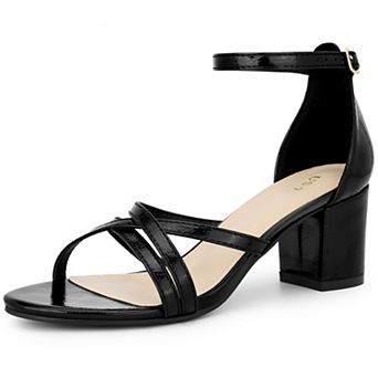 Women's Chunky Heel Ankle Strap Round Toe Sandals