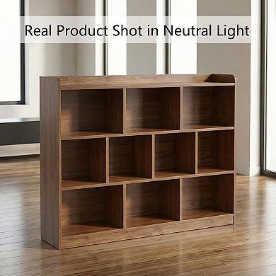 3-Tier Minimalist Bookshelf, 10-Cube Storage, Multi-Purpose, Easy Assembly