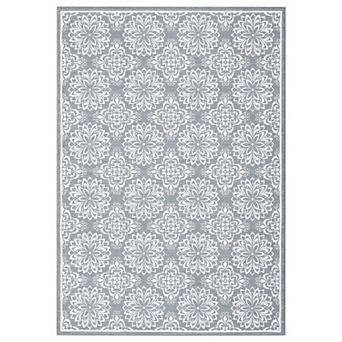 Vintage Damask Area Rug Machine Washable Vacuum Clean Ultra Thin Stain Resistant Carpet for Bedroom