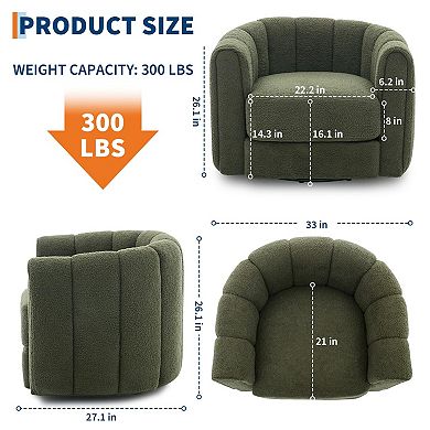 Modern 360° Swivel Barrel Accent Chair Set of 2