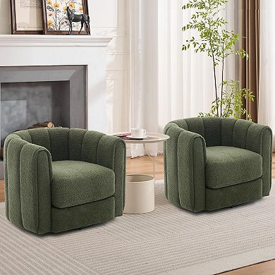 Modern 360° Swivel Barrel Accent Chair Set of 2