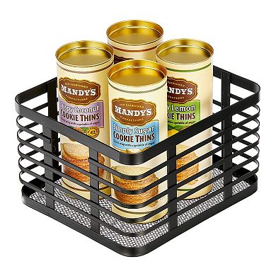 Metal Pantry Basket with Handles - Set of 4 - Matte Black