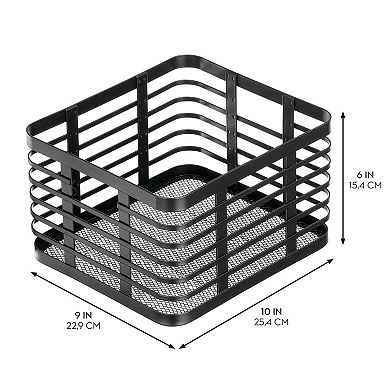 Metal Pantry Basket with Handles - Set of 4 - Matte Black