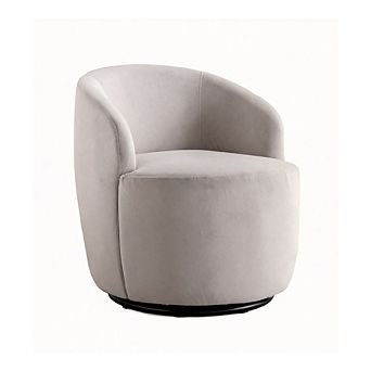 GOODSILO Velvet Swivel Accent Armchair With Barrel Design And Metal Base