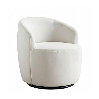 GOODSILO Velvet Swivel Accent Armchair With Barrel Design And Metal Base