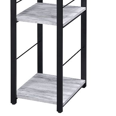 GOODSILO Modern Two-Tier Writing Desk with Metal Base and Storage Shelf