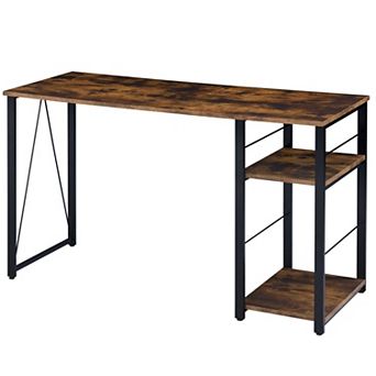 GOODSILO Modern Two-Tier Writing Desk with Metal Base and Storage Shelf