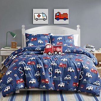 ESCA Fire Truck Comforter Set Kids Bedding