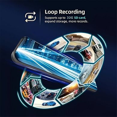 1080P Dash Cam with Loop Recording, G-Sensor, Rear Cam, Adjustable Display