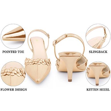 Women's Slingback High Heels Sandal Pointed Toe Stiletto Heel Slip on Sandals