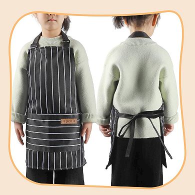 2pk Stylish Striped Canvas Aprons, Adjustable, Pockets, Machine Washable