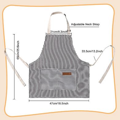 2pk Stylish Striped Canvas Aprons, Adjustable, Pockets, Machine Washable