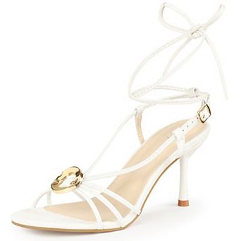 Women's Lace Up Buckle Strappy Stiletto Heel Sandals
