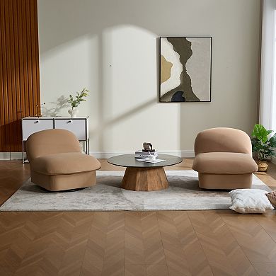 GOODSILO Modern Swivel Accent Chair with Velvet Upholstery and Metal Base