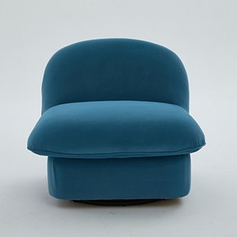 GOODSILO Modern Swivel Accent Chair with Velvet Upholstery and Metal Base