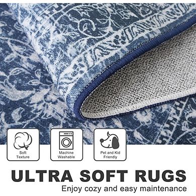 2x3 Vintage Floral Rug, Washable Non-Slip for Entryway & Bedroom