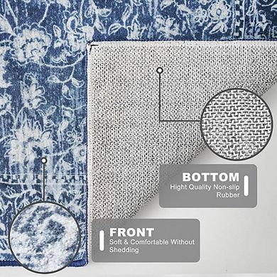 2x3 Vintage Floral Rug, Washable Non-Slip for Entryway & Bedroom