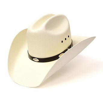 Natural Straw Western Cattleman Hat with Silver Concho Hat Band